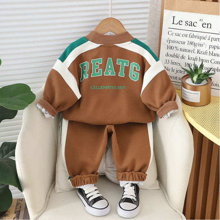 Boys Brown & Green Tracksuit Set (1-5 Years)
